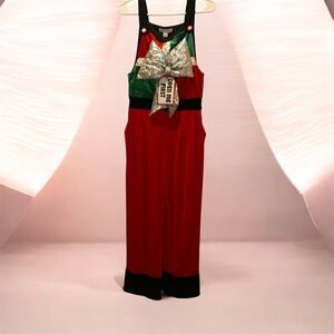 Holly Festive Jumpsuit with Silver and Green Accents